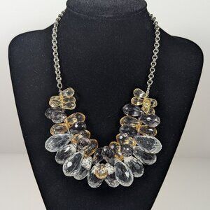 Cascading Crystal Bead Statement Necklace in Neutral Tones